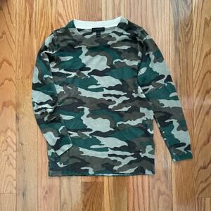 J. Crew Classic Tippi Sweater Womens Small Green Camouflage Merino Wool Pullover